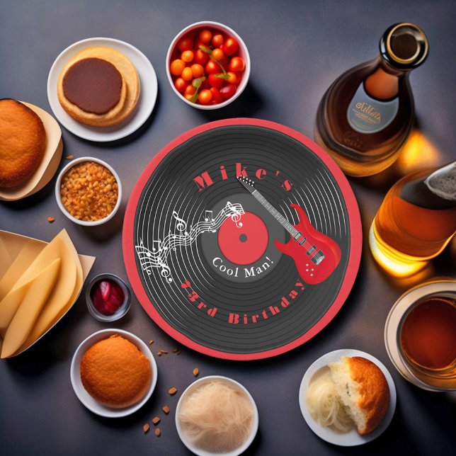 Assiettes En Carton Disque vinyle rétro anniversaire musique rock guit (Créateur téléchargé)