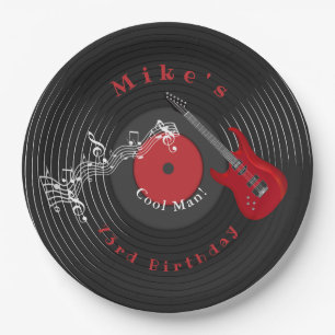 Assiettes En Carton Disque vinyle rétro d'anniversaire Musique rock Gu