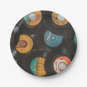 Assiettes En Carton Disques Classiques Vinyle Noir