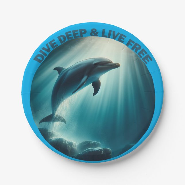 Assiettes En Carton Dive Deep Live Dolphin gratuit (Devant)