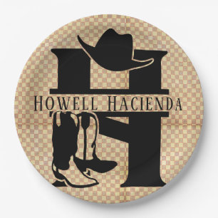 Assiettes En Carton Diviser le monogramme de cowboy 'H'