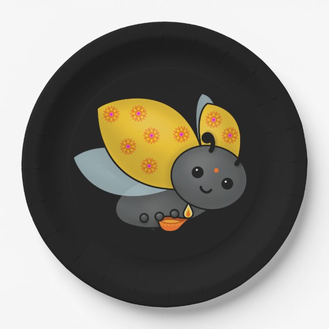 Assiettes En Carton Diwali Ladybug avec Deepa (Devant)