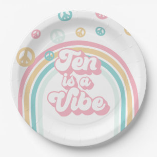 Assiettes En Carton Dix est une ambiance Rétro Été Arc-en-ciel
