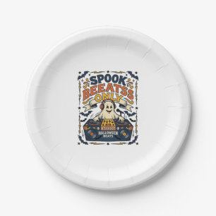 Assiettes En Carton DJ Ghost Spooky Beats Gravure Vintage Halloween