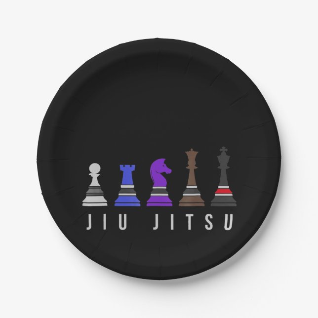 Assiettes En Carton djiu jitsu    entraînement, cadeau bjj avec texte. (Devant)