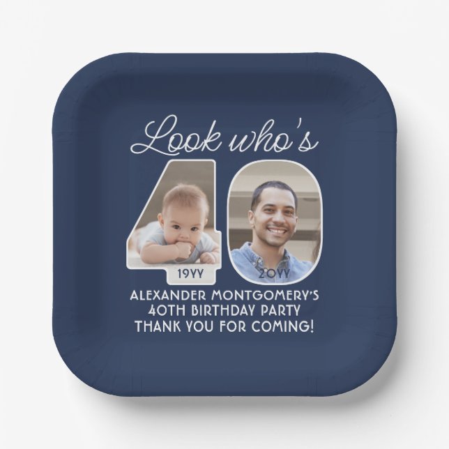 Assiettes En Carton do-it-yourself couleurs ・ Regardez qui est 40 Anni (Recto)