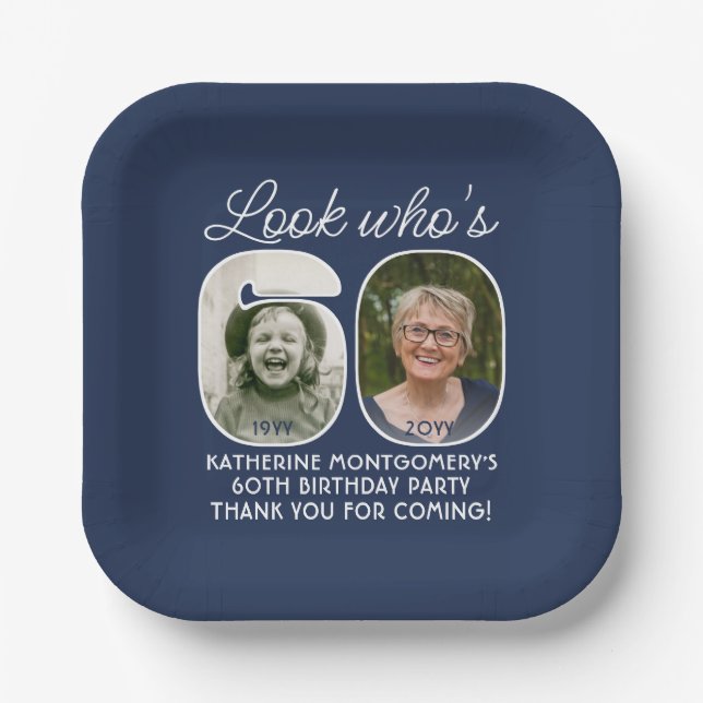 Assiettes En Carton do-it-yourself couleurs ・ Regardez qui est 60 Anni (Recto)