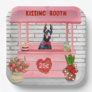 Assiettes En Carton Doberman Chien Valentine's Day Kissing Booth