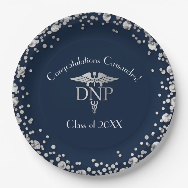 Assiettes En Carton Doctor Nursing Practice Graduation NavyBlue Silver (Devant)