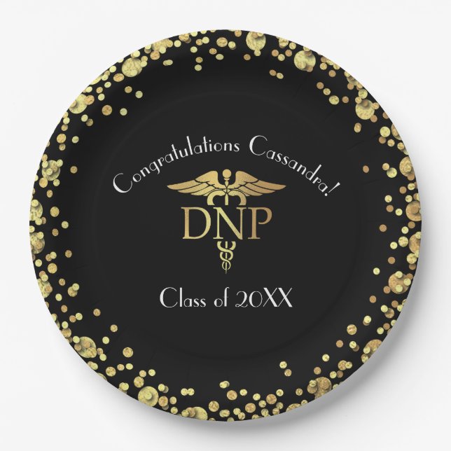 Assiettes En Carton Doctor of Nursing Practice Graduation Black Gold (Devant)