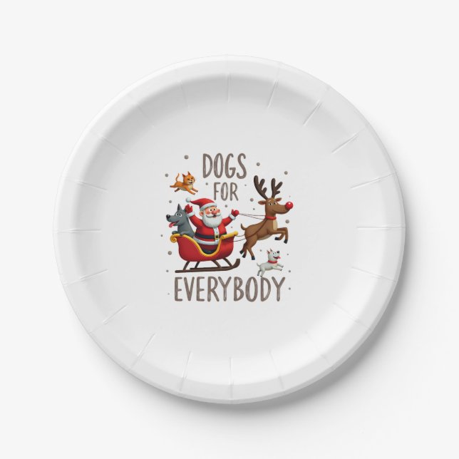 Assiettes En Carton Dogs For Everybody Santa Funny Christmas Xmas (1) (Devant)