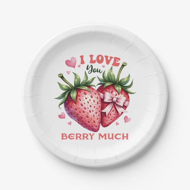 Assiettes En Carton Don Valentine | Je T'Aime Beaucoup Berry (Devant)