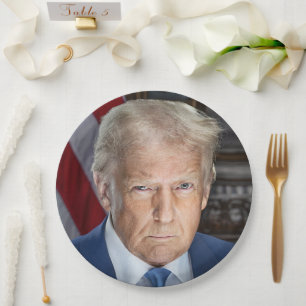 Assiettes En Carton Donald Trump 2025 Portrait du président américain
