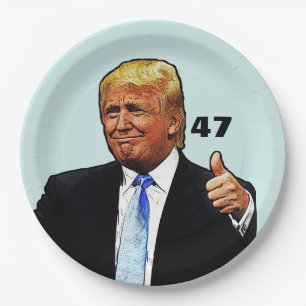 ASSIETTES EN CARTON DONALD TRUMP 47E PRÉSIDENT PLAQUES DE PAPIER