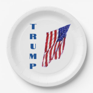 Assiettes En Carton Donald Trump American Flag Pop Art