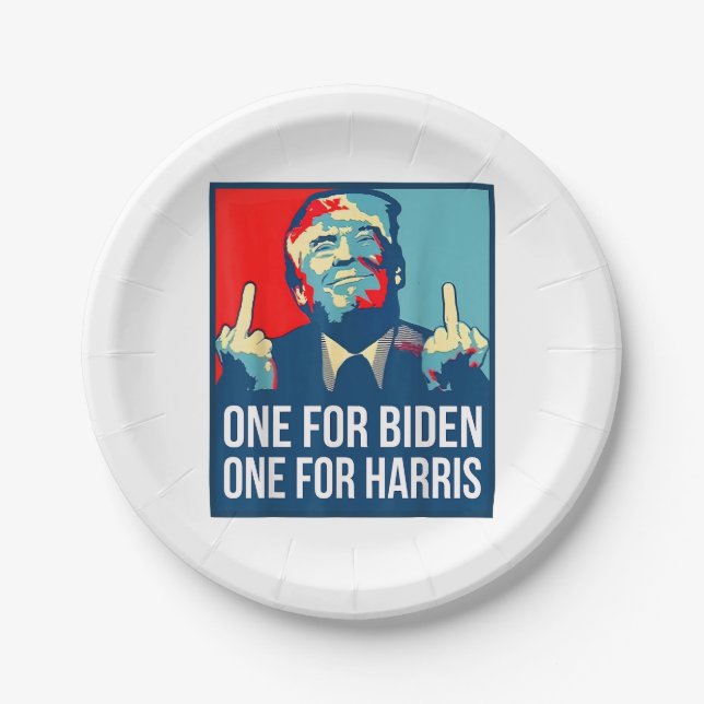 Assiettes En Carton Donald Trump Middle Finger Biden Harris America Re (Devant)