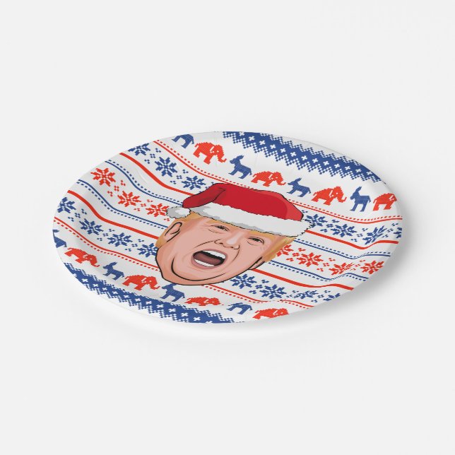 Assiettes En Carton DONALD TRUMP Noël (Angle)