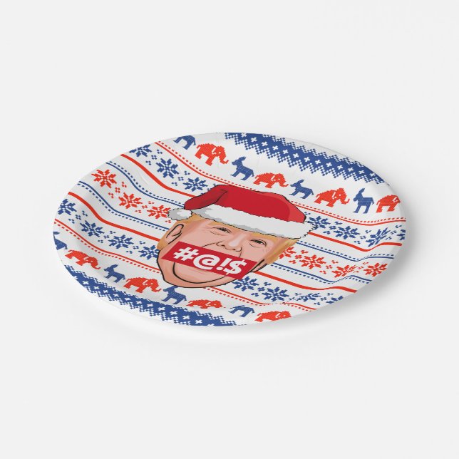 Assiettes En Carton DONALD TRUMP Noël en colère (Angle)