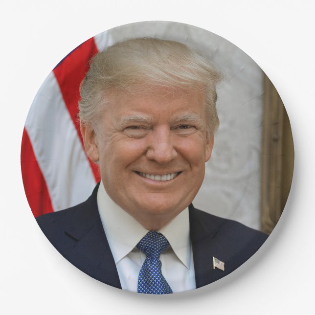 Assiettes En Carton Donald Trump Président américain Maison Blanche MA (Devant)