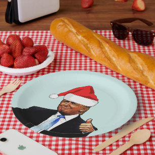 ASSIETTES EN CARTON DONALD TRUMP SANTA HAT CHRISTMAS PARTI