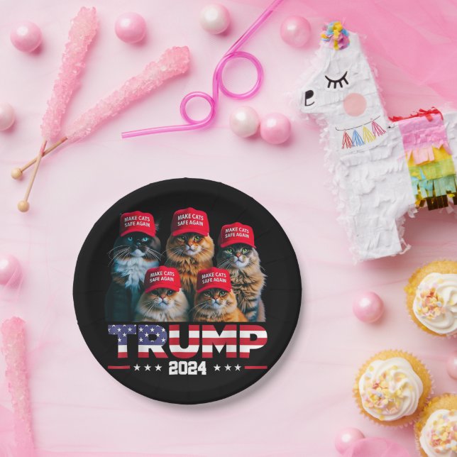 Assiettes En Carton Donald Trump sécurise à nouveau les chats Casquett (Fête)
