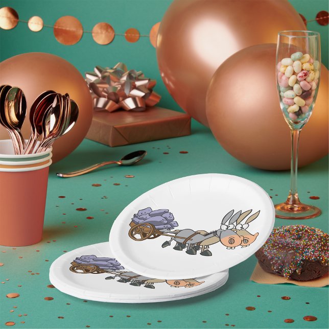 Assiettes En Carton Donkies Tirant Un Panier (Créateur téléchargé)