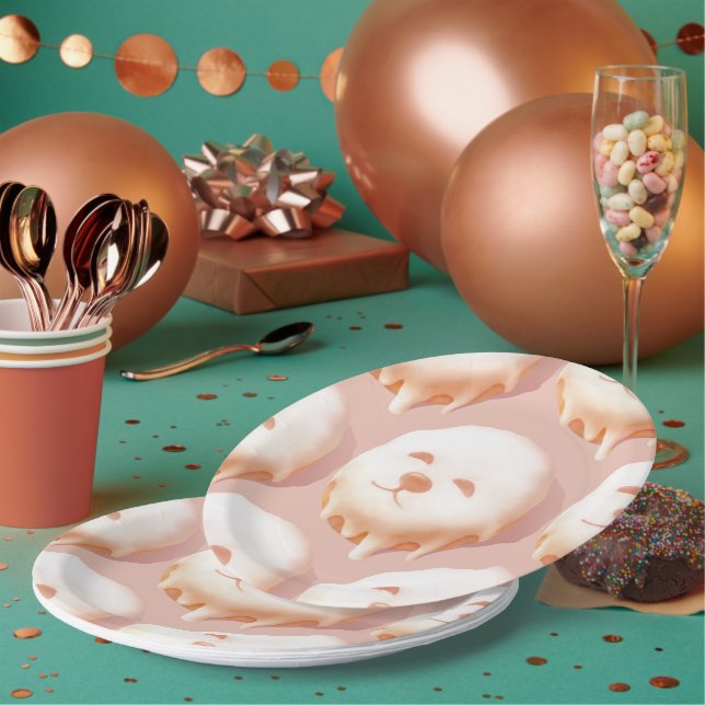 Assiettes En Carton Données ZKOZKOHI Zazzle : Donut Chien Joyeux (Moti (Multi)