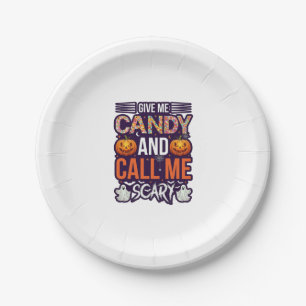 Assiettes En Carton Donnez-moi des bonbons Appelez Fantôme effrayant d