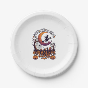 Assiettes En Carton Donnez-moi des bonbons Appelez la lune de la sorci