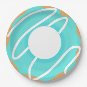 Assiettes En Carton Donut bleu
