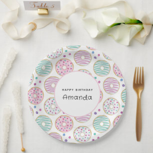 Assiettes En Carton Donut Motif mignon coloré Anniversaire