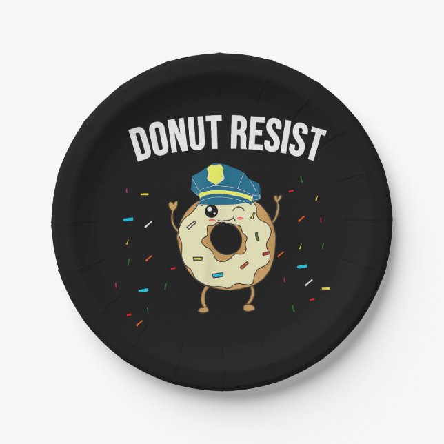Assiettes En Carton Donut Résistez À Mème Drôle Officier De Police Sou (Devant)