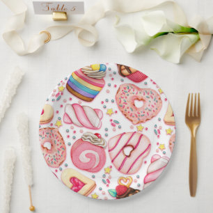 Assiettes En Carton Donuts avec Motif d'arrosage