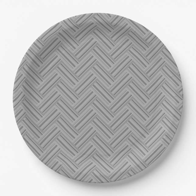 Assiettes En Carton Double blanc de Grey stripes (Devant)