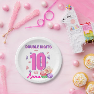 Assiettes En Carton Double chiffres Macaron adolescent Anniversaire fi