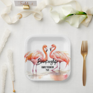 Assiettes En Carton Double Flamant rose Famille Réunion Essentials
