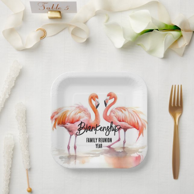 Assiettes En Carton Double Flamant rose Famille Réunion Essentials (Mariage)