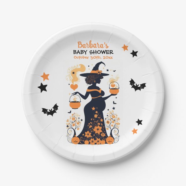 Assiettes En Carton Double Trouble Brew - Un Baby shower Halloween jum (Devant)