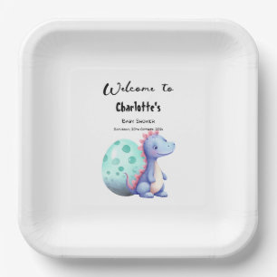 Assiettes En Carton Douce Aquarelle Baby Shower Petit Dinosaure