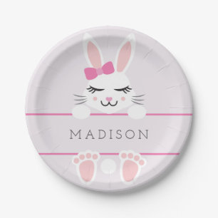 Assiettes En Carton Douce Bébé Fille Lapin Personnalisé