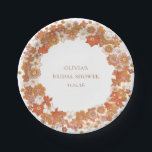 Assiettes En Carton Douce Bohème Orange Floral Fête de Mariage Personn<br><div class="desc">Douce Bohème Orange Floral Cadre Fête de Mariage Personnalisé Assiettes en Papier</div>