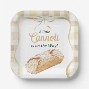 Assiettes En Carton Douce Cannoli Beige Neutre Fête de Naissance Itali