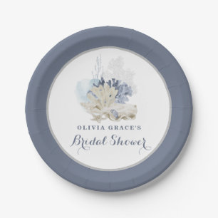 Assiettes En Carton Douce douche de mariée coquillage bleu plage côtiè