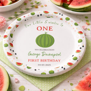 Assiettes En Carton Douce Fête d'anniversaire de 1 an sur le thème de 