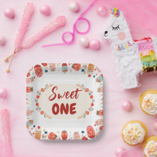 Assiettes En Carton Douce Fête d'anniversaire Gâteau Donut Glace 1er