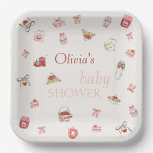 Assiettes En Carton Douce Fête de Naissance à l'aquarelle de Cerise De