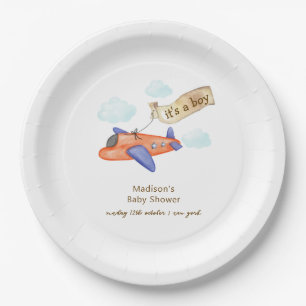 Assiettes En Carton Douce Fête de Naissance d'Avion Mini Aviateur Garç