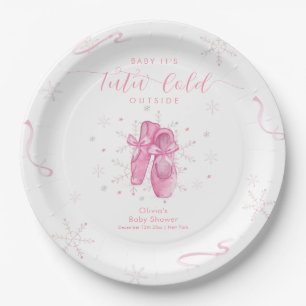 Assiettes En Carton Douce Fête de Naissance Fille Ballerine Flocon de 
