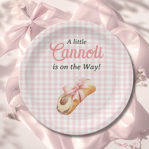 Assiettes En Carton Douce Fille au Nœud Rose Cannoli Italien Baby Show
