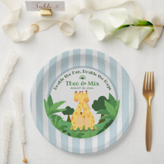 Assiettes En Carton Douce Girafe Sauvage Jumelles Safari Jungle Double